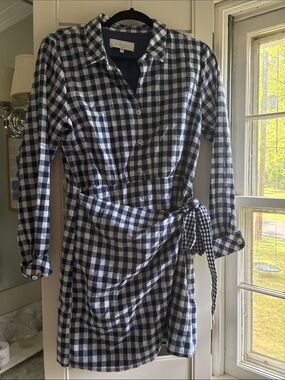 L’Academia by Revolve "The Esme" Gingham Mini Dress Women’s Size M Blue/White